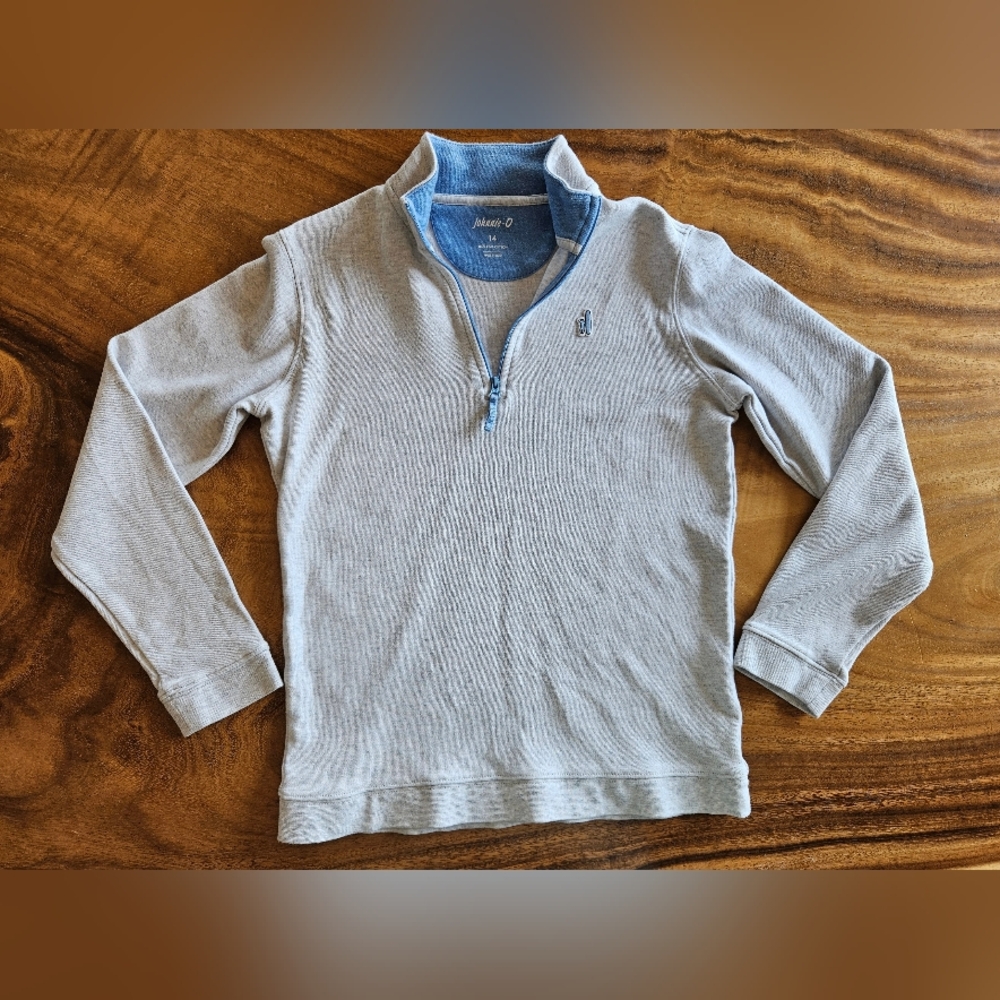 Johnnie-O Gray Quarter-Zip Pullover Boys Size 14 Pima Cotton